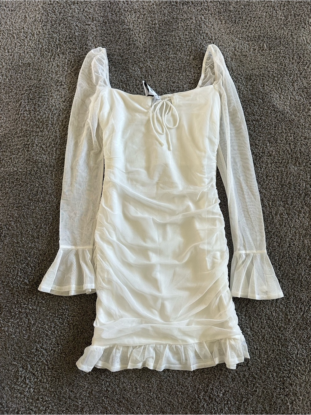 Princess Polly White Ruffle Mesh Mini Dress
